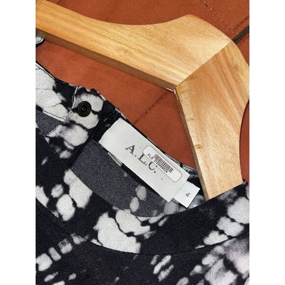 ALC Louis tie dye SILK Abstract Shift dress ruffle Size 4 Dress - Picture 5 of 10